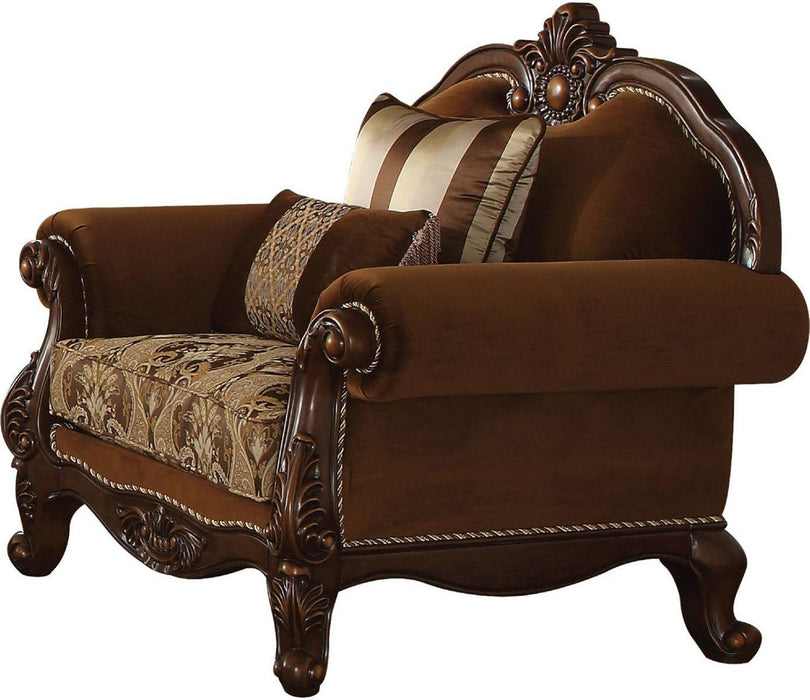 Acme Furniture Jardena Chair with 2 Pillows in Cherry Oak 50657 - Visions in Furniture (La Mirada, CA)