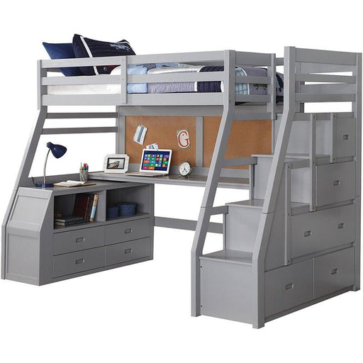 Acme Jason II Twin Loft Bed & Ladder in Gray 37445 - Visions in Furniture (La Mirada, CA)