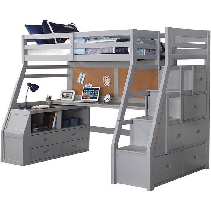 Acme Jason II Twin Loft Bed & Ladder in Gray 37445 - Visions in Furniture (La Mirada, CA)