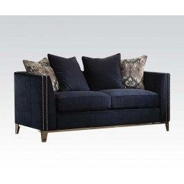 Acme Phaedra Loveseat with 4 Pillows in Blue Fabric 52831 - Visions in Furniture (La Mirada, CA)