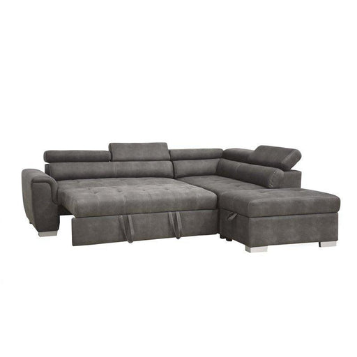 Acme Thelma Sectional Sofa w/ Sleeper & Ottoman in Gray 50275 - Visions in Furniture (La Mirada, CA)