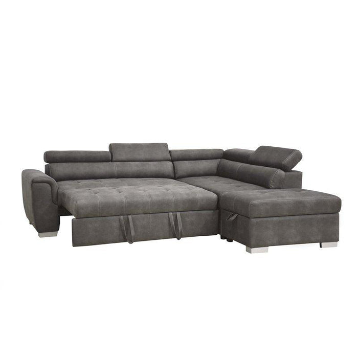 Acme Thelma Sectional Sofa w/ Sleeper & Ottoman in Gray 50275 - Visions in Furniture (La Mirada, CA)