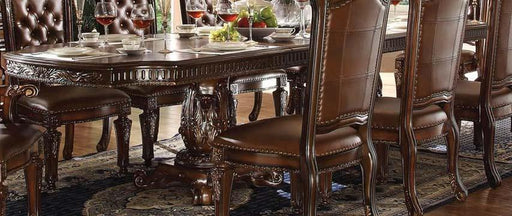 Acme Vendome Double Pedestal Dining Table with Two Leaves in Cherry 62000 - Visions in Furniture (La Mirada, CA)