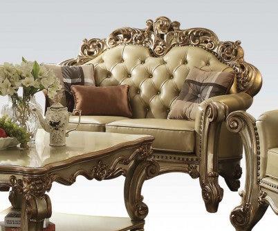 Acme Vendome Loveseat w/ 3 Pillows in Gold Patina 53001 - Visions in Furniture (La Mirada, CA)