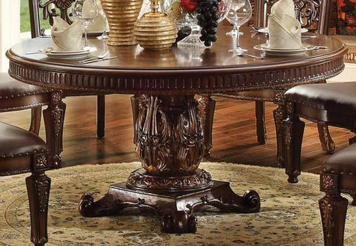 Acme Vendome Single Pedestal Round Dining Table with 60"D Table Top in Cherry 62015 - Visions in Furniture (La Mirada, CA)