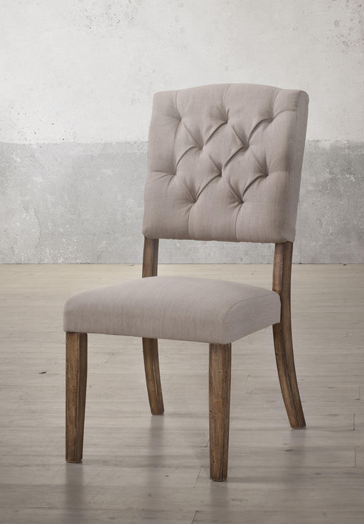 Bernard Cream Linen & Weathered Oak Side Chair - Visions in Furniture (La Mirada, CA)