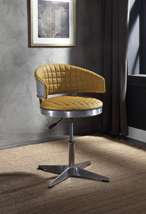 Brancaster Turmeric Top Grain Leather & Chrome Adjustable Chair w/Swivel - Visions in Furniture (La Mirada, CA)