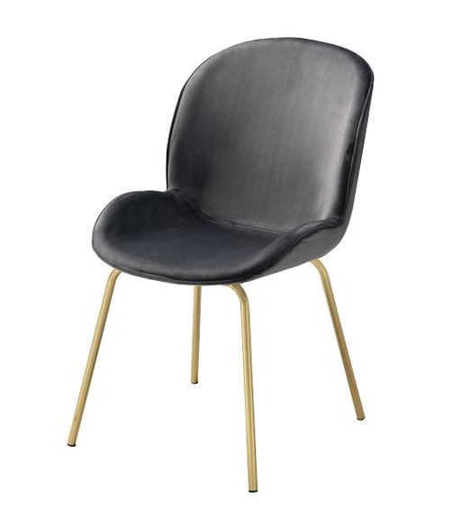 Chuchip Gray Velvet & Gold Side Chair - Visions in Furniture (La Mirada, CA)