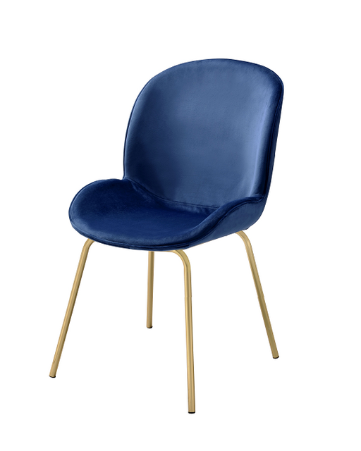 Chuchip Blue Velvet & Gold Side Chair - Visions in Furniture (La Mirada, CA)