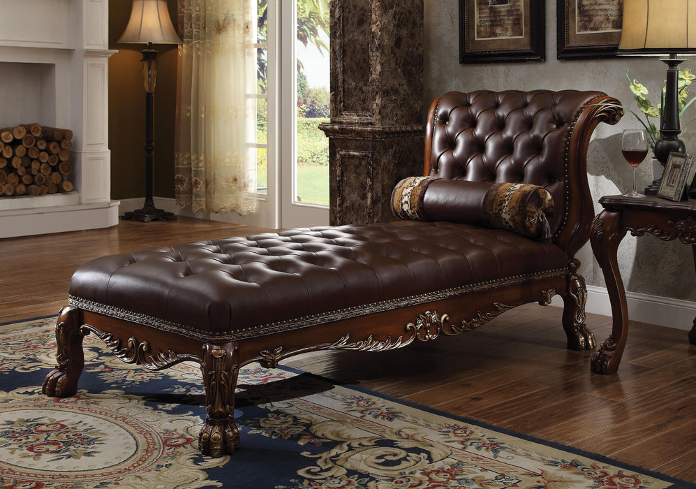 Dresden PU & Cherry Oak Chaise & Pillow - Visions in Furniture (La Mirada, CA)