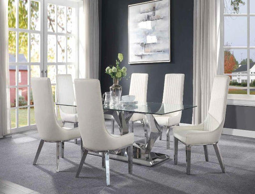 Gianna Clear Glass & Stainless Steel Dining Room Set - Visions in Furniture (La Mirada, CA)