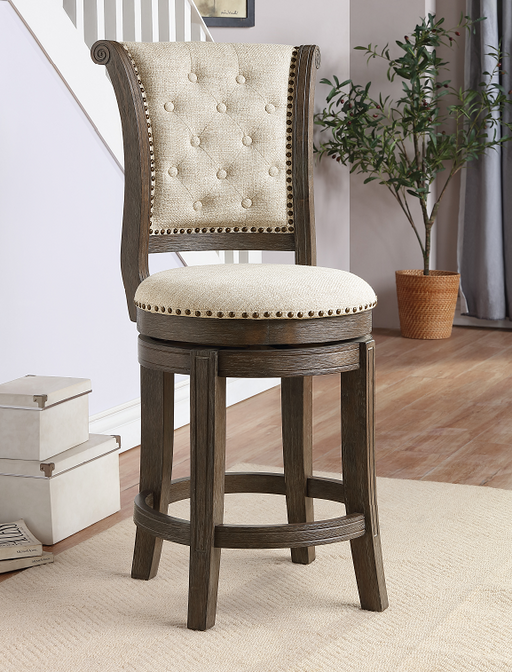 Glison Beige Fabric & Walnut Counter Height Chair (1Pc) - Visions in Furniture (La Mirada, CA)