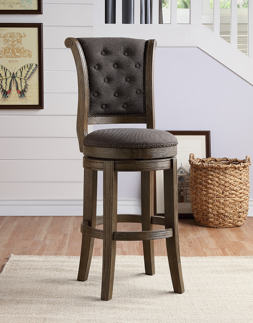 Glison Charcoal Fabric & Walnut Counter Height Chair (1Pc) - Visions in Furniture (La Mirada, CA)