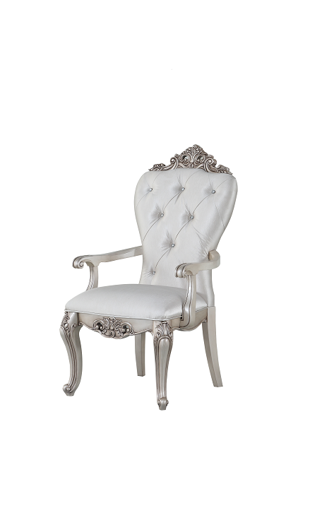 Gorsedd Cream Fabric & Antique White Arm Chair - Visions in Furniture (La Mirada, CA)