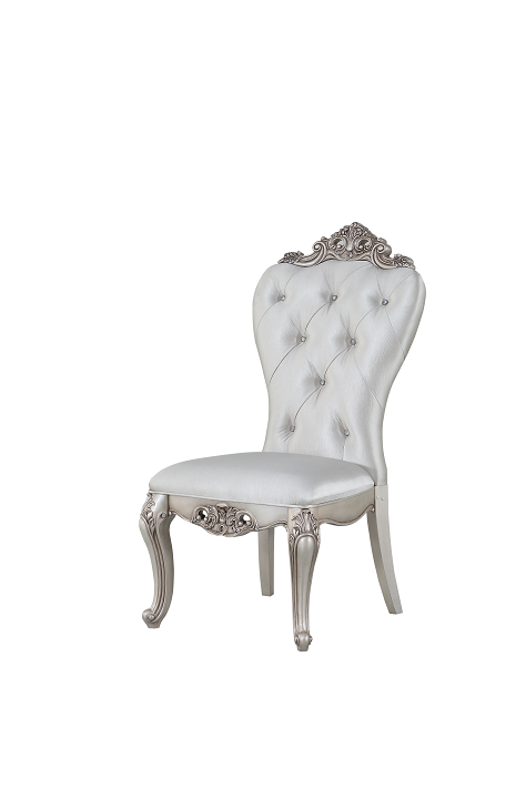 Gorsedd Cream Fabric & Antique White Side Chair - Visions in Furniture (La Mirada, CA)