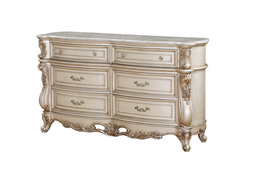 Gorsedd Marble & Antique White Dresser - Visions in Furniture (La Mirada, CA)