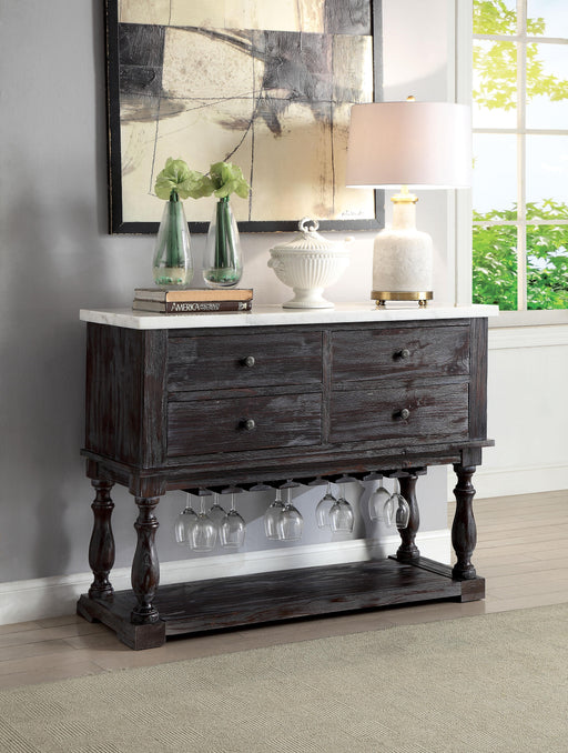Gerardo White Marble & Weathered Espresso Server - Visions in Furniture (La Mirada, CA)