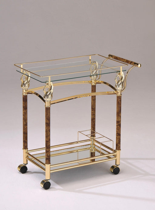 Helmut Gold Plated & Clear Glass - Tempered Serving Cart - Visions in Furniture (La Mirada, CA)