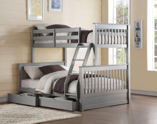 Haley II Gray Bunk Bed (Twin/Full) - Visions in Furniture (La Mirada, CA)