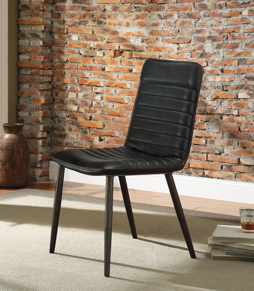 Hosmer Black Top Grain Leather & Antique Black Side Chair - Visions in Furniture (La Mirada, CA)