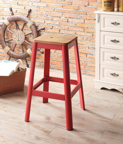 Jacotte Natural & Red Bar Stool (1Pc) - Visions in Furniture (La Mirada, CA)