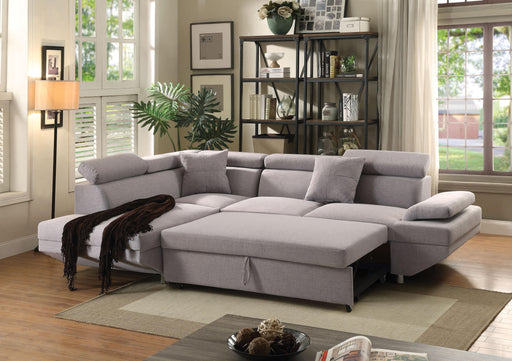 Jemima Gray Fabric Sectional Sofa w/Sleeper - Visions in Furniture (La Mirada, CA)