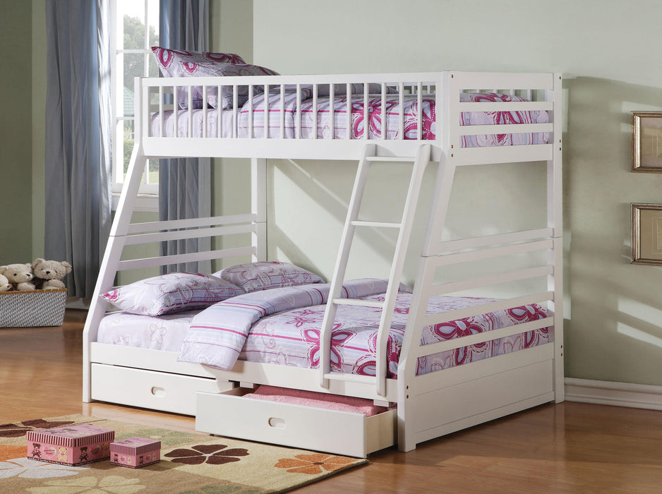 Jason White Bunk Bed (Twin/Full) - Visions in Furniture (La Mirada, CA)