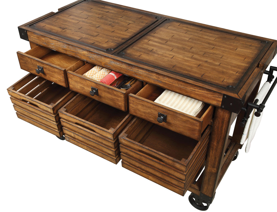 Kaif Distressed Chestnut Kitchen Cart - Visions in Furniture (La Mirada, CA)