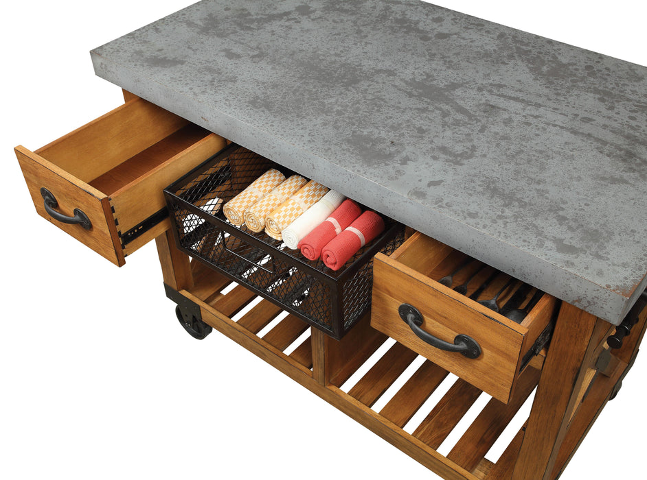 Kailey Antique Oak Kitchen Cart - Visions in Furniture (La Mirada, CA)