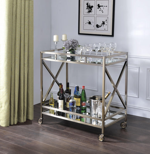Kristensen Antique Gold & Mirror Serving Cart - Visions in Furniture (La Mirada, CA)