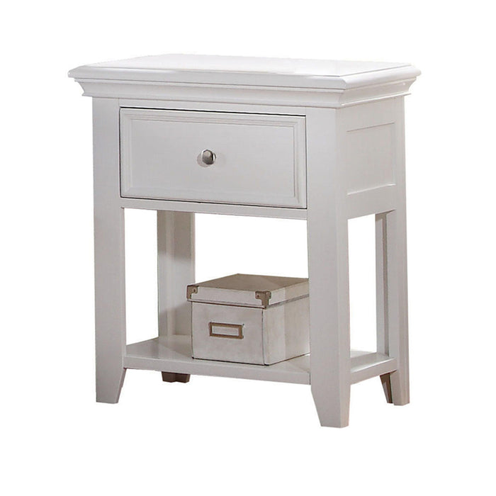 Lacey White Nightstand (1 DRAWER) - Visions in Furniture (La Mirada, CA)