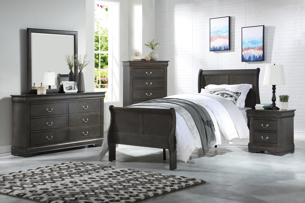 Louis Philippe Dark Gray Twin Bed - Visions in Furniture (La Mirada, CA)