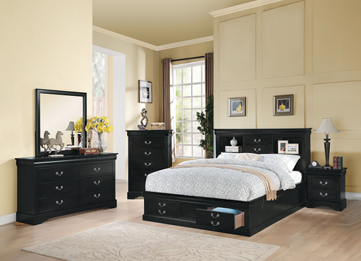 Louis Philippe III Black Queen Bed - Visions in Furniture (La Mirada, CA)