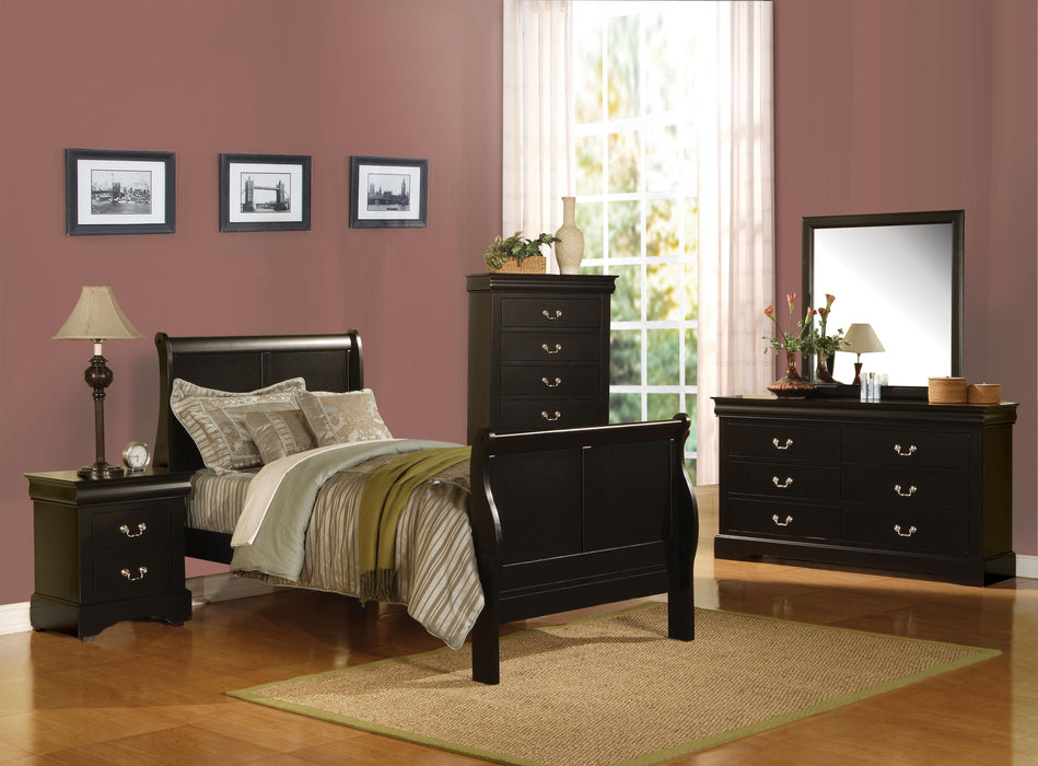 Louis Philippe III Black Twin Bed - Visions in Furniture (La Mirada, CA)
