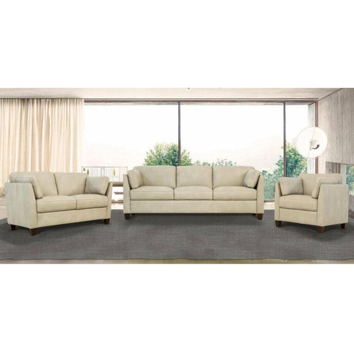 Matias Dusty White Leather 3-Piece Living Room Set - Visions in Furniture (La Mirada, CA)