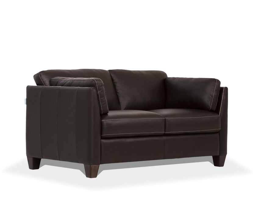 Matias Chocolate Leather Loveseat - Visions in Furniture (La Mirada, CA)