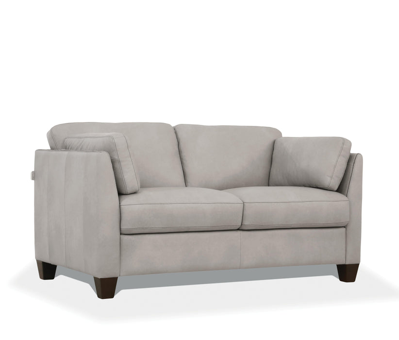 Matias Dusty White Leather Loveseat - Visions in Furniture (La Mirada, CA)