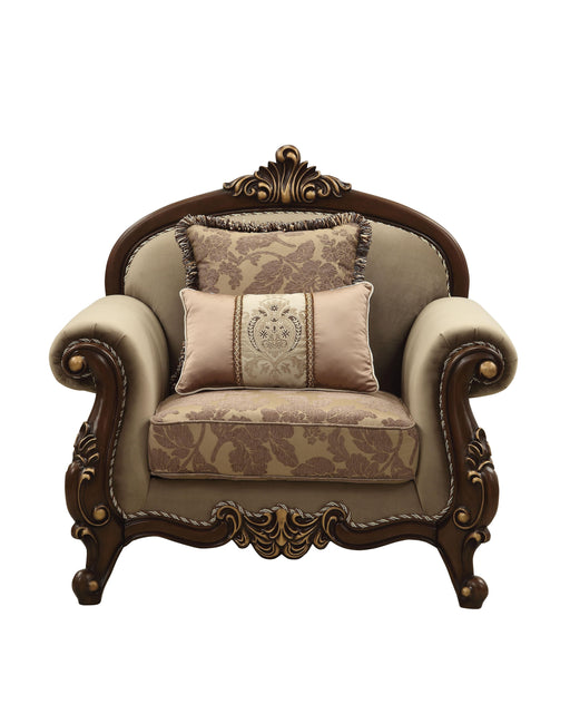 Mehadi Velvet & Walnut Chair & 2 Pillows - Visions in Furniture (La Mirada, CA)
