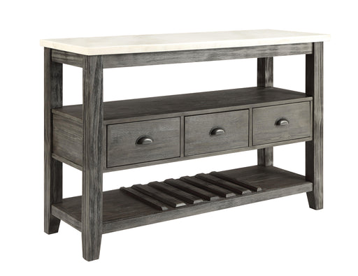 Merel White Marble & Gray Oak Server - Visions in Furniture (La Mirada, CA)