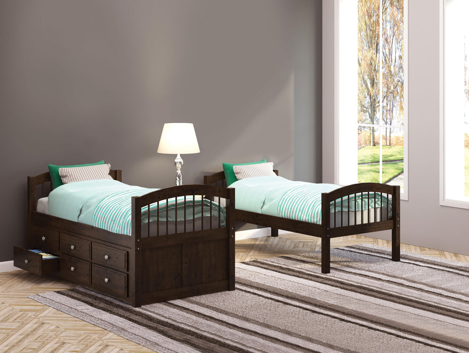 Micah Espresso Bunk Bed & Trundle (Twin/Twin) - Visions in Furniture (La Mirada, CA)