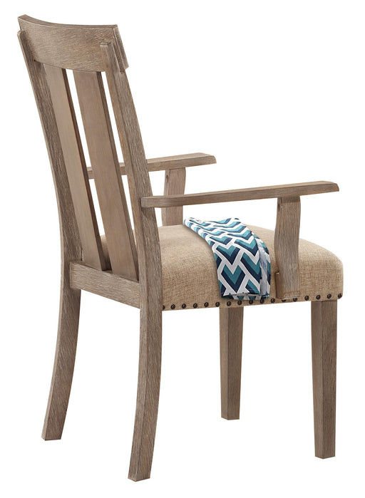 Nathaniel Fabric & Maple Arm Chair , Slatted Back - Visions in Furniture (La Mirada, CA)