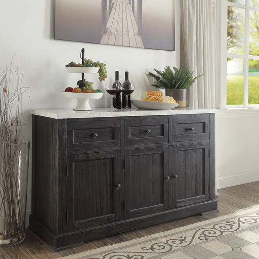 Nolan White Marble & Salvage Dark Oak Server - Visions in Furniture (La Mirada, CA)
