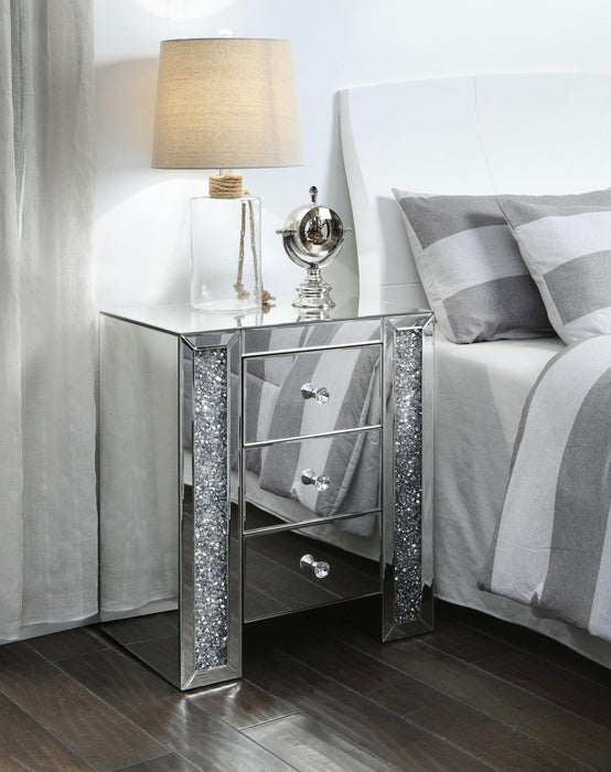 Noralie Mirrored & Faux Diamonds Accent Table - Visions in Furniture (La Mirada, CA)