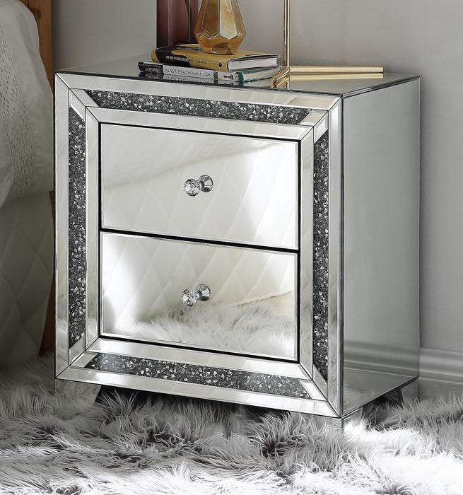 Noralie Mirrored & Faux Diamonds Accent Table - Visions in Furniture (La Mirada, CA)