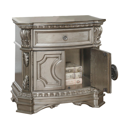 Northville Antique Silver Nightstand (WOOD TOP) - Visions in Furniture (La Mirada, CA)