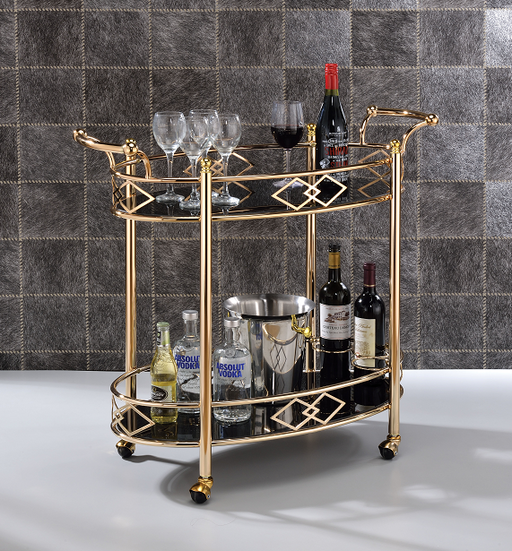 Ottesen Gold & Black Glass Serving Cart - Visions in Furniture (La Mirada, CA)