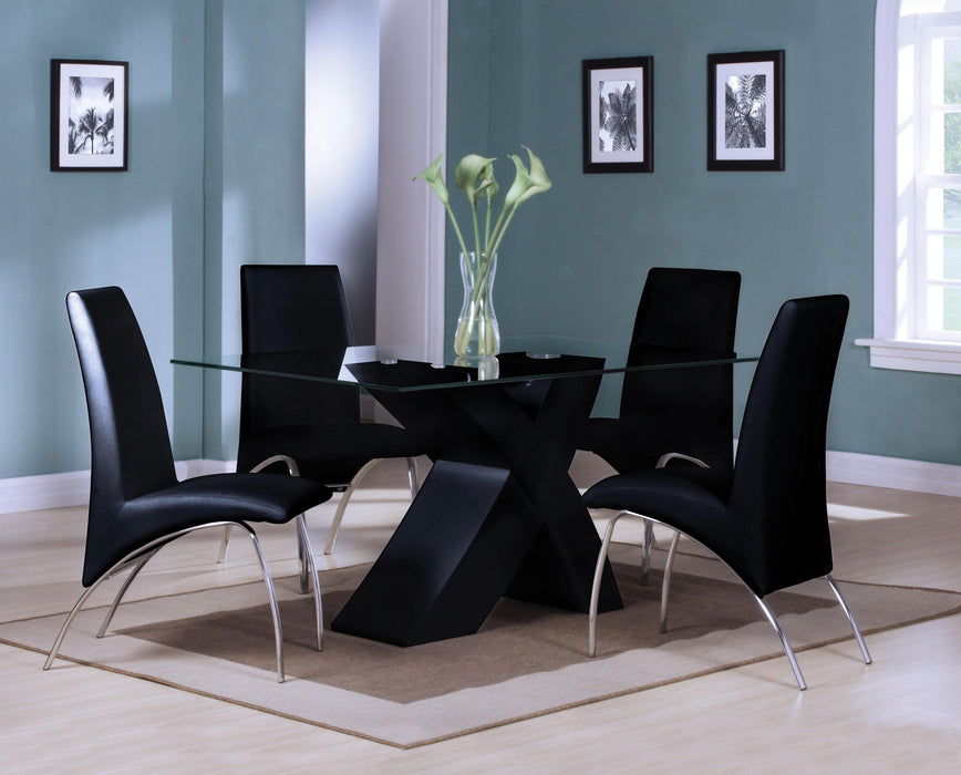 Pervis Black & Clear Glass Dining Table - Visions in Furniture (La Mirada, CA)