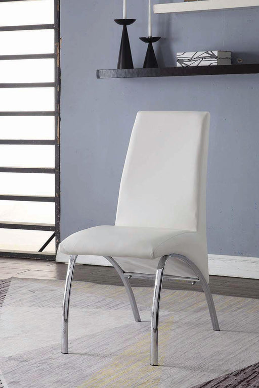 Pervis White PU & Chrome Side Chair - Visions in Furniture (La Mirada, CA)