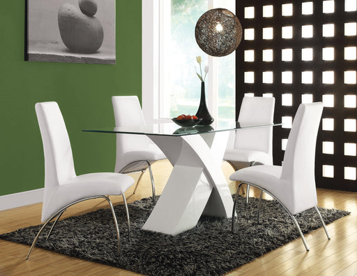 Pervis White & Clear Glass Dining Table - Visions in Furniture (La Mirada, CA)