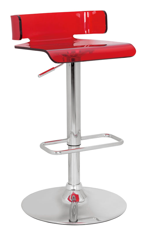 Rania Red & Chrome Adjustable Stool (1Pc) - Visions in Furniture (La Mirada, CA)